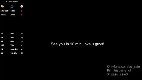 su_ssie online show from November 6, 12:10 am